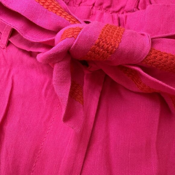 Loft Shorts Women’s Linen Blend Hot Pink Embroidered Pleated Size Medium - Picture 3 of 8